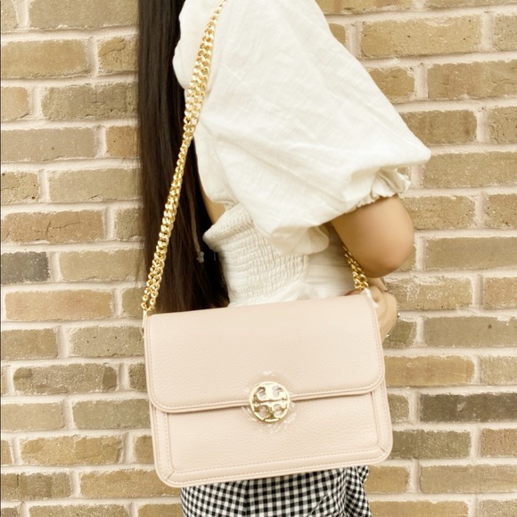 💕NWT Tory Burch Shoulder Flap Bag Pink gold - Picture 2 of 5